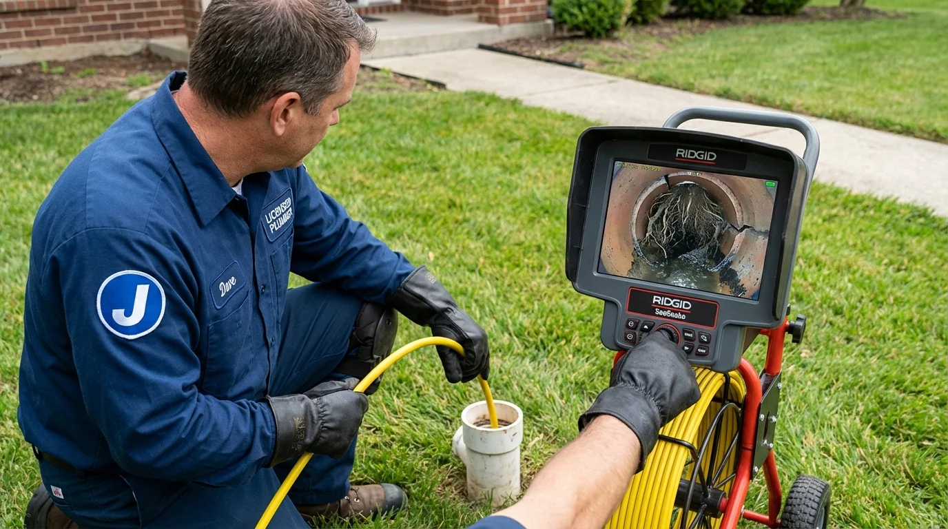 Sewer camera inspection being performed by Johns Plumbing LLC in Brookfield